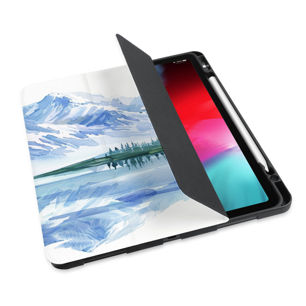 personalized iPad case with pencil holder and Watercolor View design - swap