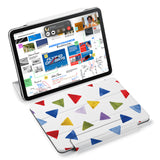 the VistaCase Personalized iPad Slim Fit Case with Geometry Pattern design,  Designed with convenience in mind, the case automatically wakes your iPad when opened and puts it to sleep when closed.