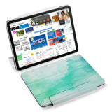 the VistaCase Personalized iPad Slim Fit Case with Abstract Watercolor Splash design,  Designed with convenience in mind, the case automatically wakes your iPad when opened and puts it to sleep when closed.