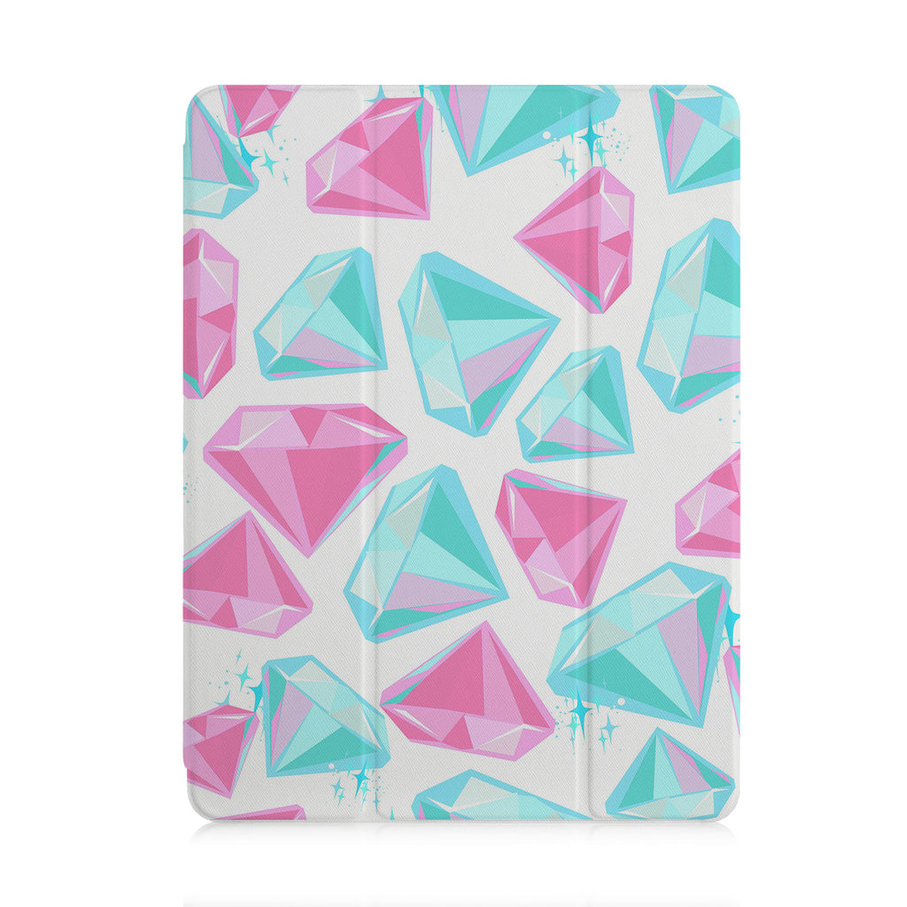 front and back view of personalized iPad case with pencil holder and 04 design