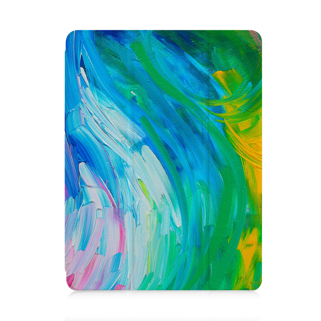 front and back view of personalized iPad case with pencil holder and 06 design