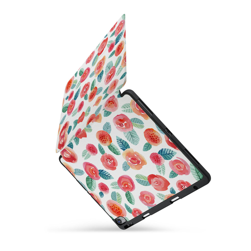 personalized iPad case with pencil holder and Rose design