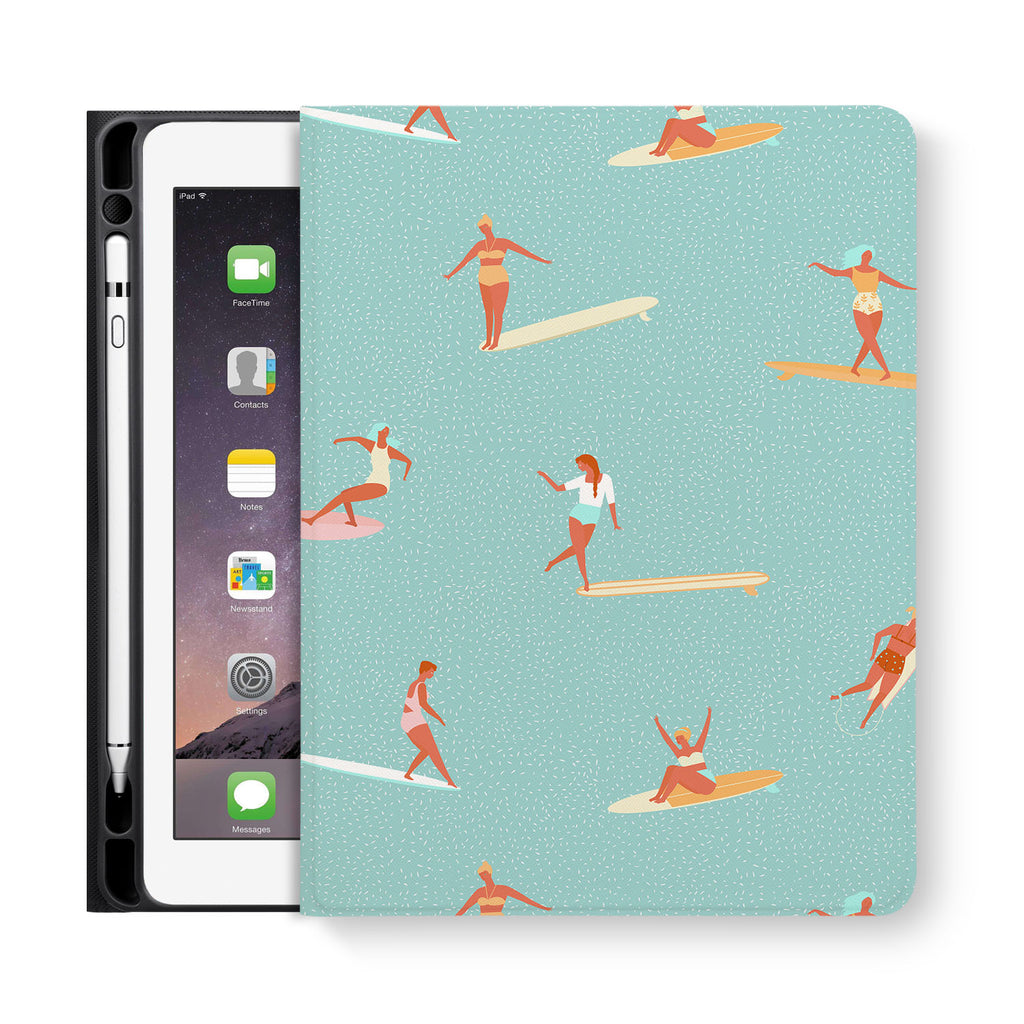 frontview of personalized iPad folio case with Summer design