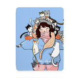 front view of personalized iPad case with pencil holder and Cute Cats design