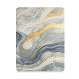 front view of personalized iPad case with pencil holder and Marble design