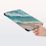 a hand is holding the Personalized Samsung Galaxy Tab Case with Sea Waves design