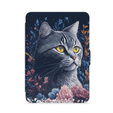 front view of personalized kindle paperwhite case with Cute Cat design