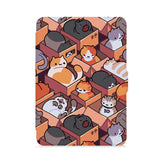 front view of personalized kindle paperwhite case with Sushi Cats design