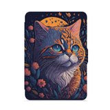 front view of personalized kindle paperwhite case with Cute Cat design