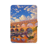 front view of personalized kindle paperwhite case with France Famous Attractions design