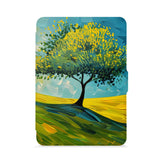 front view of personalized kindle paperwhite case with Tree Painting design