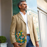 A business man carrying personalized microsoft surface case with Fruits design in the park