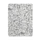 front and back view of personalized iPad case with pencil holder and 06 design