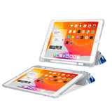 iPad SeeThru Casd with Geometric Flower Design Rugged, reinforced cover converts to multi-angle typing/viewing stand