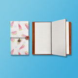 the front top view of midori style traveler's notebook with Fruit Red design