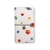 the front top view of midori style traveler's notebook with 3 design