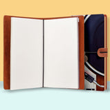 the front top view of midori style traveler's notebook with Retro Vintage design